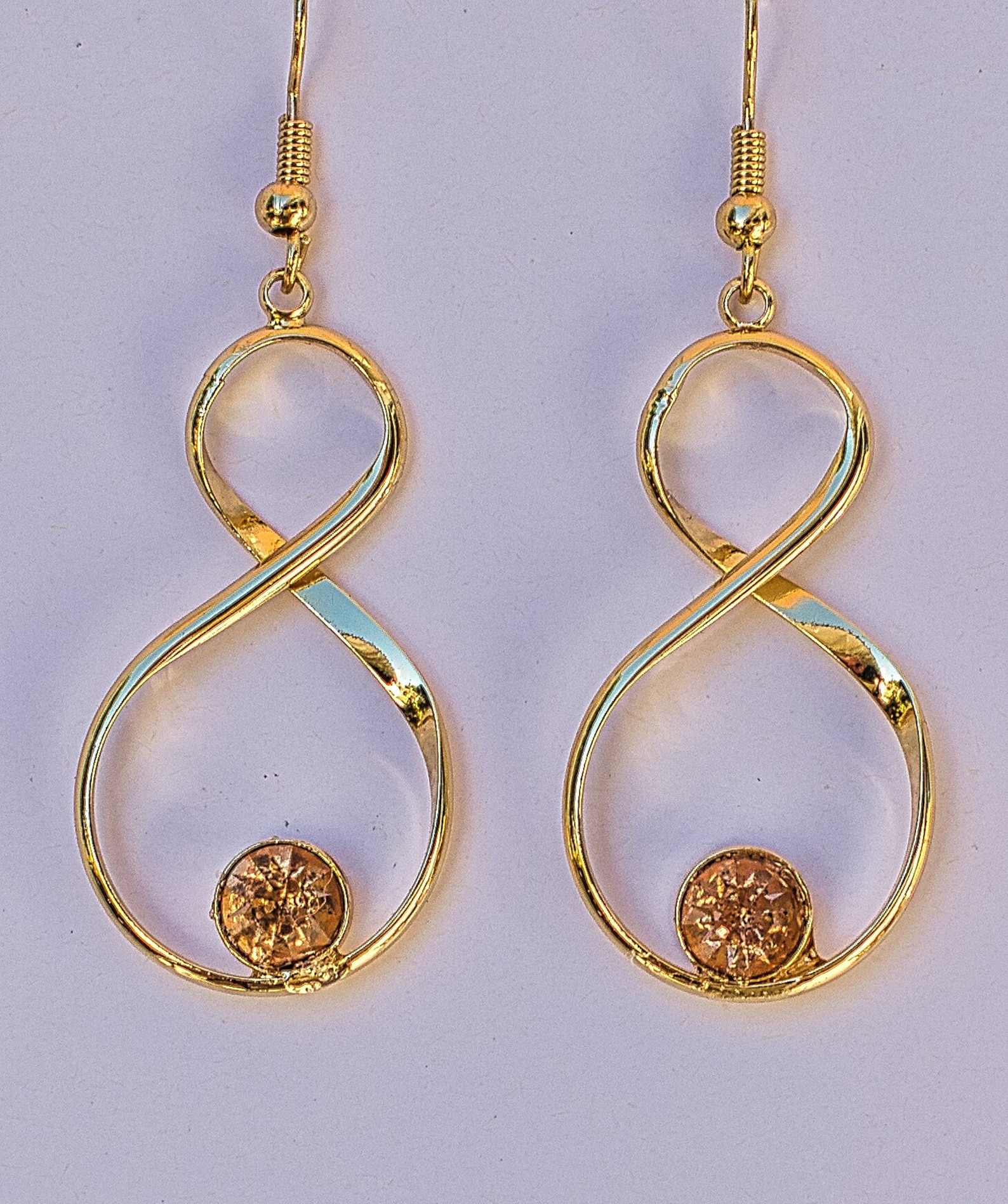 Gold Tone Figure Eight Earrings Rhinestone Earrings Dangling Etsy