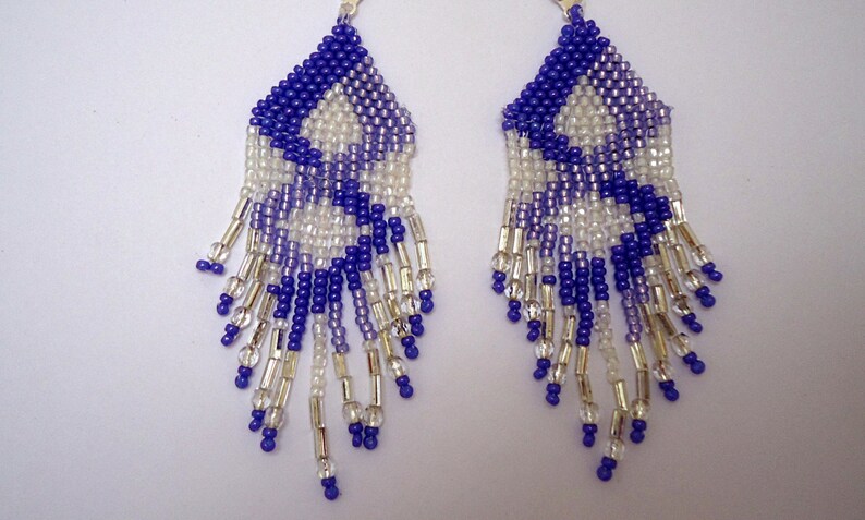 Beaded Earrings Chandelier Style in Diamond Pattern of - Etsy