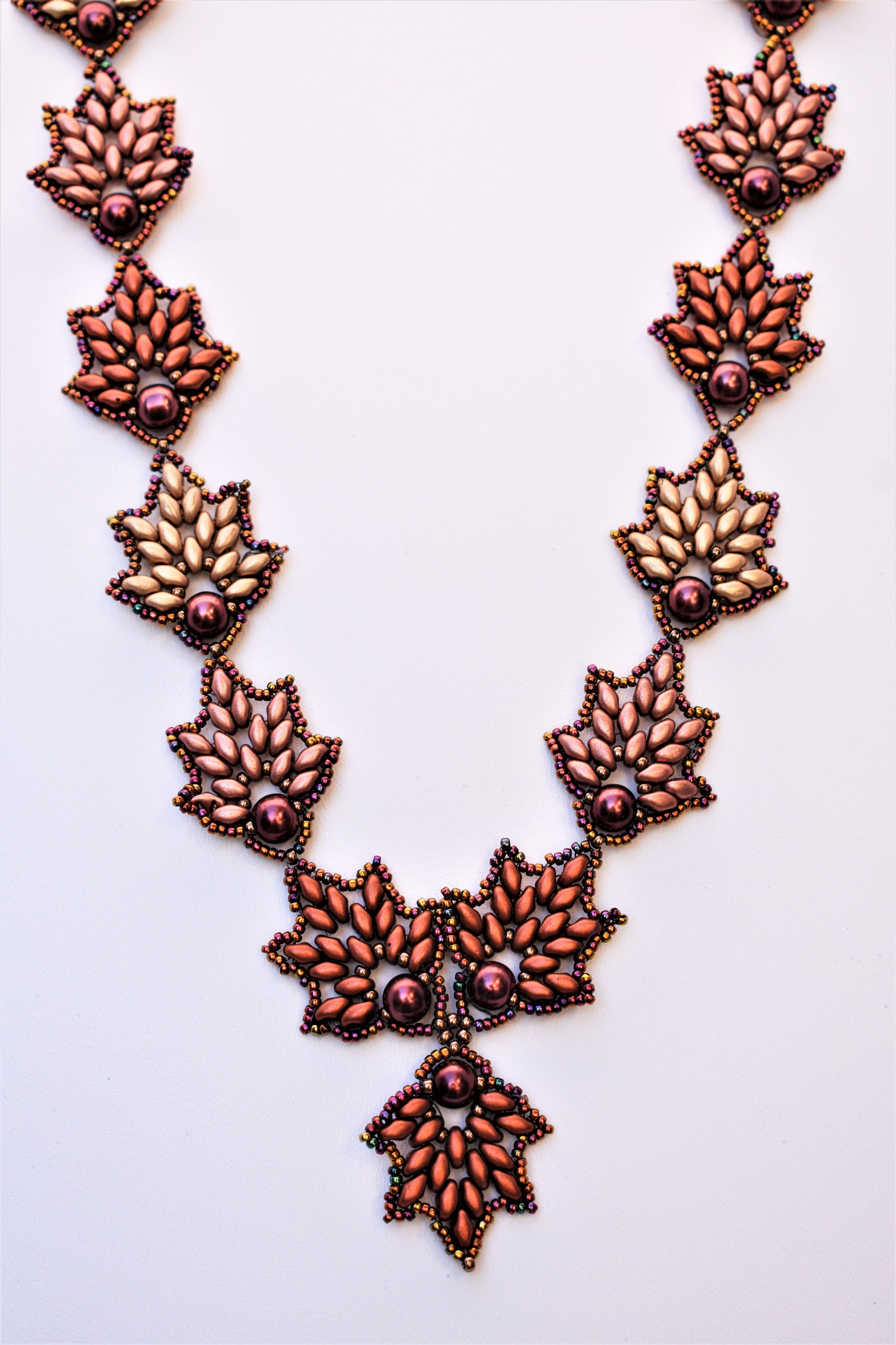 Autumn Leaf Necklace Set, Earrings Set, Super Duo Necklace Set, Seed ...