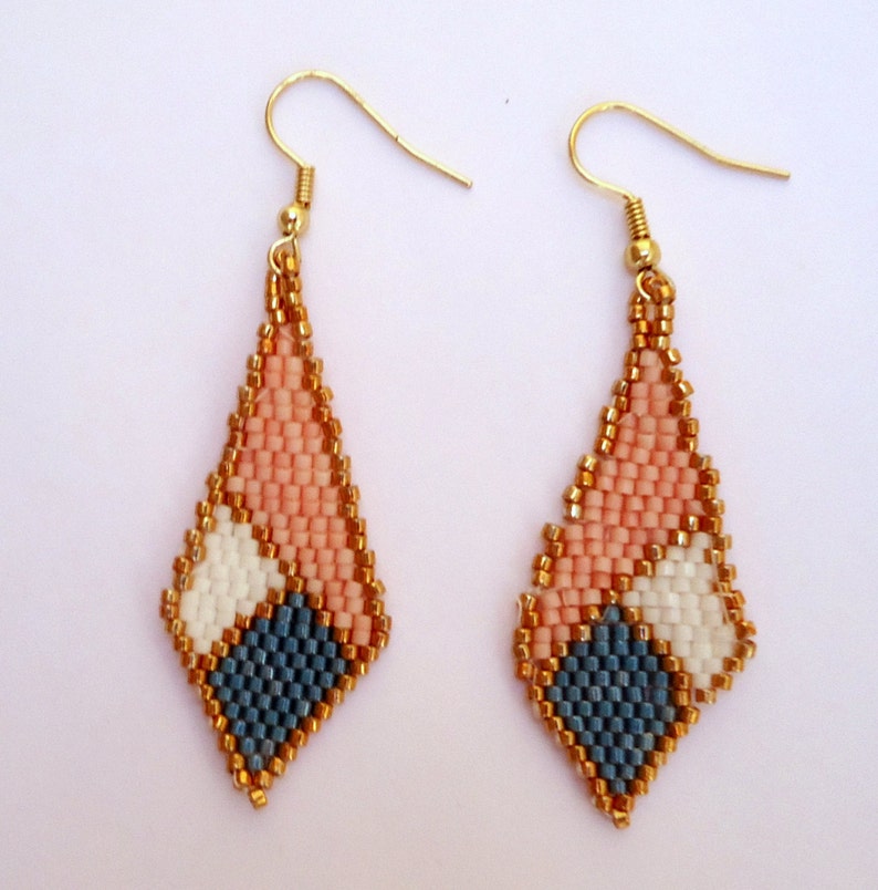 Geometric Beaded Earrings, Geometric Earrings, Delica Bead Earrings