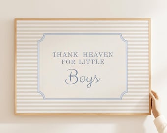Danke Himmel für kleine Jungen Wandkunst, Junge Blau Kinderzimmer Dekor Junge Kinderzimmer Wandkunst, Blaue Jungenzimmer, Vintage Cottagecore Zitat, Printable
