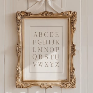 Vintage Alphabet Print, Gender Neutral Nursery Decor, ABC Nursery Print, Gender Neutral Kids Wall Decor, Beige Alphabet Wall Art, Printable