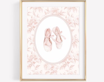 Vintage Ballet Wall Art, Girl Nursery Decor, Ballerina Wall Art, Little Girl Room Decor, Dusty Pink Grandmillenial, Digital Download