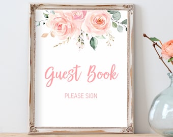 Baby Shower Guest Book Sign, Flora Baby Shower, Girl Baby Shower Decoration, Guestbook Sign,  BBP