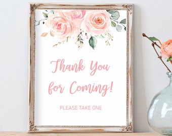 Thank You For Coming Please Take One Sign Blush Floral Baby Shower Decoration Girl Boho Favors Sign Printable 8x10" File  BBP