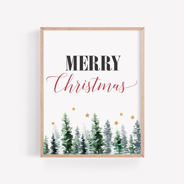 Feliz Navidad signo imprimible, decoración de Navidad, decoración de signo de vacaciones, signo imprimible de 8x10"/11x14", regalo de vacaciones, cartel de Navidad, árbol de Navidad