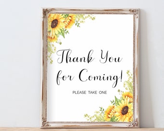 Sunflowers Thank You For Coming, Please Take One Sign, Yellow Baby Shower Decoration, Bridal Shower Decor, Favors Sign, Printable File, SFS