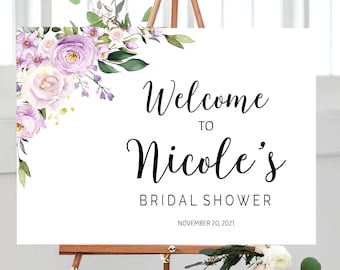 Purple Bridal Shower Sign Template - Etsy
