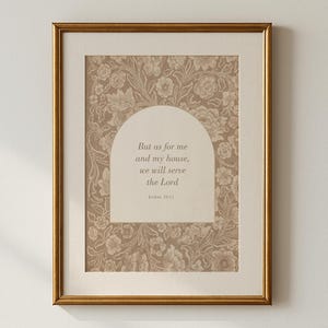 Vintage Schriftdruck, Joshua 24:15 Wandkunst, Bibelversdruck, Neutraler christlicher Druck, christliches Wohndekor, neutrale Glaubenskunst