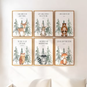 Wald-Bibel-Vers-Wandkunst, christliches Kinderzimmerdekor, Wald-Kinderzimmer-Drucke, druckbare Wandkunst, Wald-Kinderzimmerdekor, Schrift-Druck