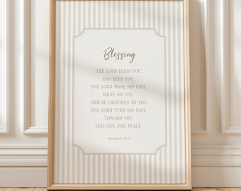 Christliche neutrale Kinderzimmer-Wandkunst, Zahl 6 24-26, The Lord Bless You and Keep You Print, Vintage Kinderzimmer-Wandkunst, Kinderzimmer-Bibel-Poster