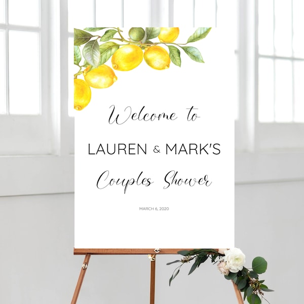 Lemon Couples Welcome Poster | Welcome Bridal Shower Sign | Lemon Wedding Shower Theme | Citrus Bridal Shower | Welcome Template | LMT