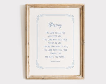 Christian Boy Nursery Print, Number 6 24-26 Wall Art, The Lord Bless You and Keep You Print, Blessing Nursery Wall Art, Boys Room Bible Art