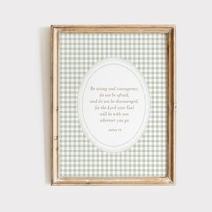 Christian Neutral Nursery Wall Art, Joshua 1:9, Be Strong and Courageous Scripture Print, Sage Green Nursery Decor, Boys Room Bible Poster