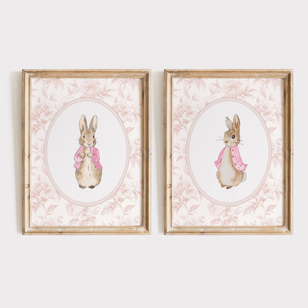 Peter Rabbit Nursery Wall Art, Vintage Peter Rabbit Girl Nursery Decor ...