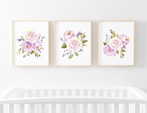 Lavender Nursery Wall Art Print Floral Nursery Printable Set - Etsy