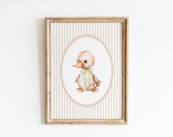 Beige Baby Duck Wall Art, Gender Neutral Nursery Decor, Farm Nursery Wall Art, Animal Nursery Print, Kids Room Wall Art, Nursery  Printable