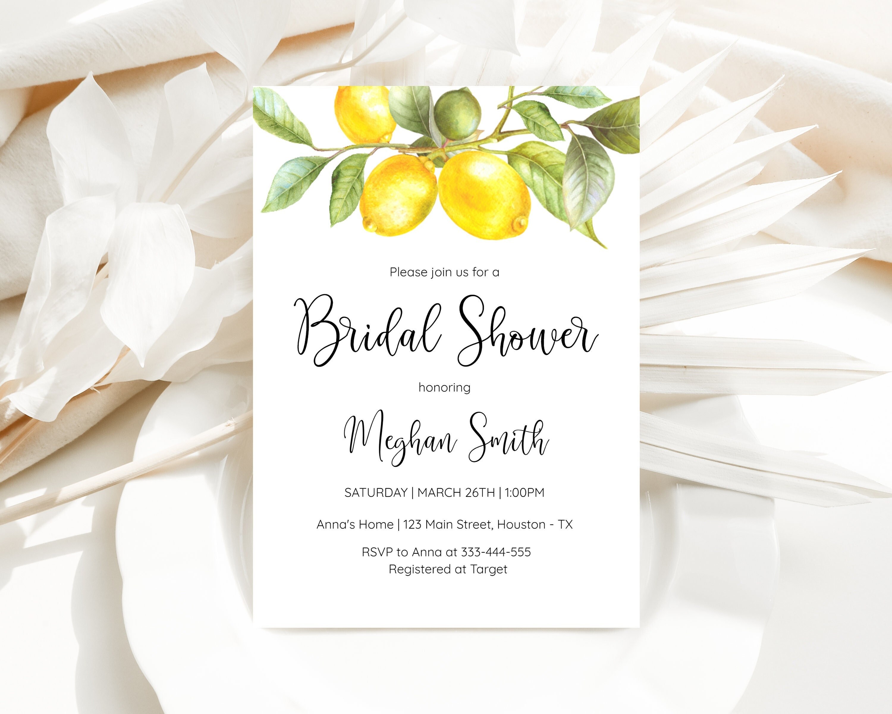 Lemon Bridal Shower Invitation Lemon Wedding Shower Invite Etsy