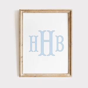 Monogramm-Kinderzimmer-Wand-Kunst, neutrales Kinderzimmer-Wand-Druck, Babyname benutzerdefinierter Druck, personalisierter Anfangsdruck, klassisches Baby-Monogramm, bedruckbar