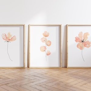Floral Nursery Decor, Girl Nursery Wall Art, Peach Floral, Nursery Flowers Print, Girl Room Decor, Flowers Wall Art Print, Baby Shower Gift