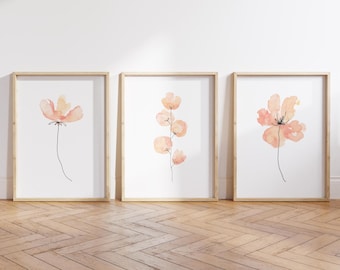 Floral Nursery Decor, Girl Nursery Wall Art, Peach Floral, Nursery Flowers Print, Girl Room Decor, Flowers Wall Art Print, Baby Shower Gift