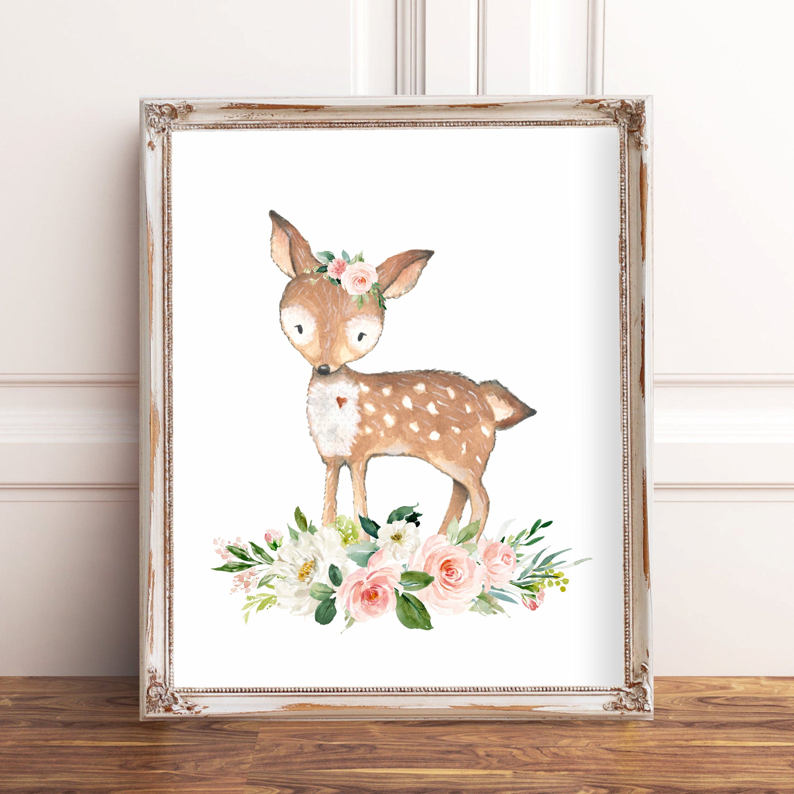 Woodland Nursery Wall Art, Girl Woodland Nursery Decor, Floral Woodland ...