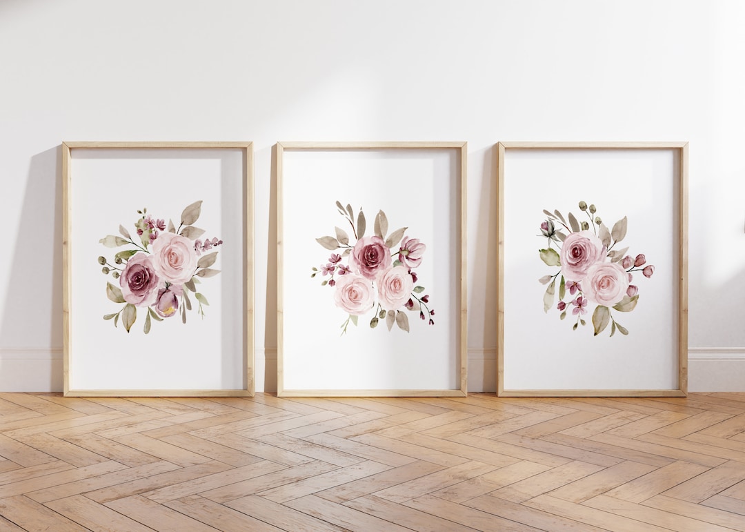 Dusty Roses Nursery Decoration, Baby Girl Nursery Wall Art Prints ...