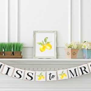 Lemon Miss to Mrs Banner, Tuscany Wedding Theme, Lemon Bridal Shower Banner, Spring Bridal Shower Decor, Lemon Bridal Shower Sign, LMT