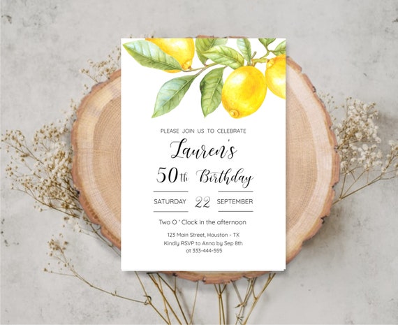 Invitación de cumpleaños de limón Invitación de fiesta de - Etsy