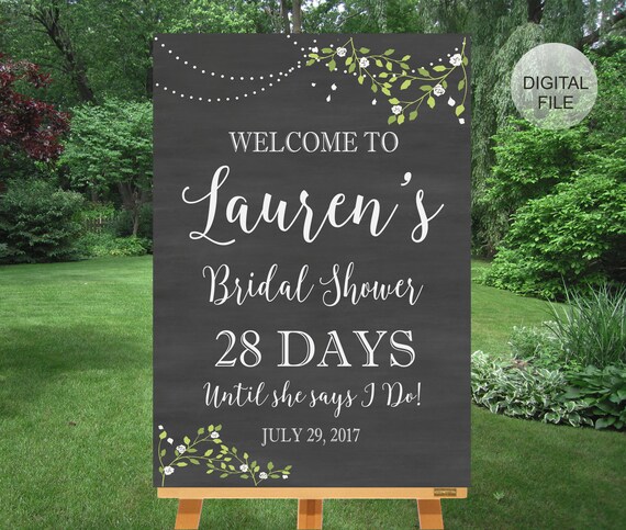 Bridal Shower Welcome Sign Countdown Days Until She Says I Do Etsy