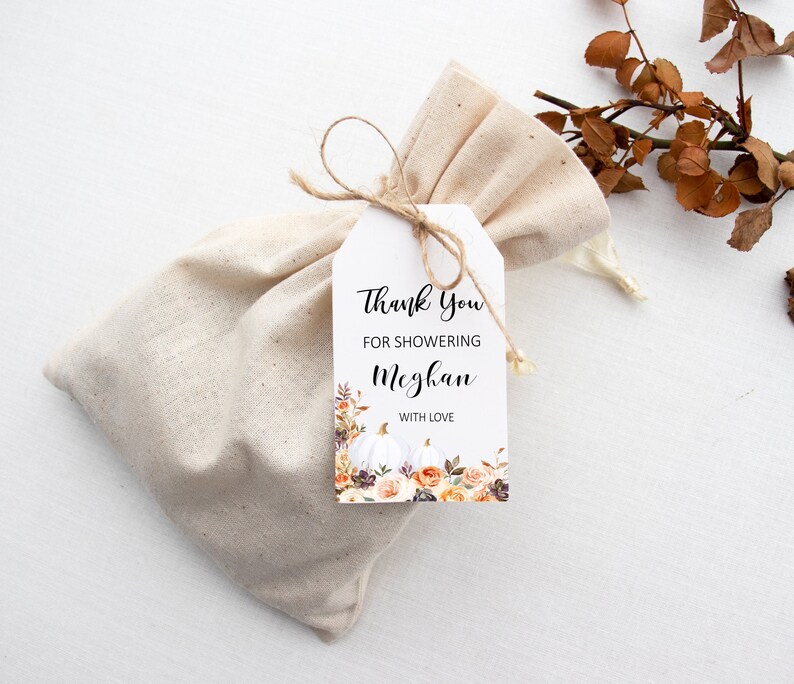 Fall Bridal Shower Favor Tags Thank You Tags Pumpkins Etsy