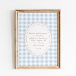 Christian Boy Nursery Wall Art, Joshua 1:9, Be Strong and Courageous Scripture Print, Vintage Nursery Wall Art, Boys Room Bible Poster