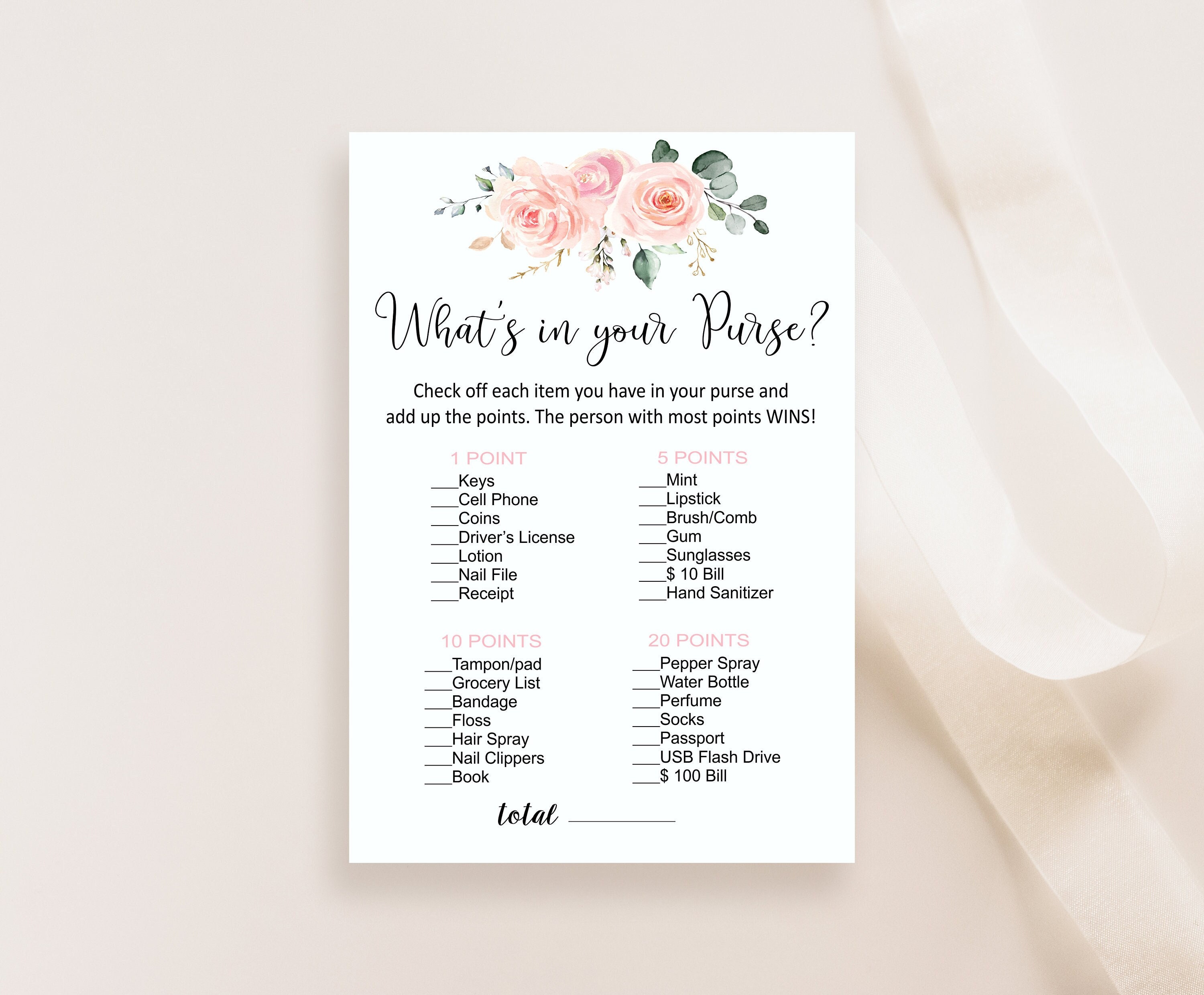 What's in Your Purse Shower Game Printable - Press Print Party! | Shower  games, Whats in your purse, Classy baby shower