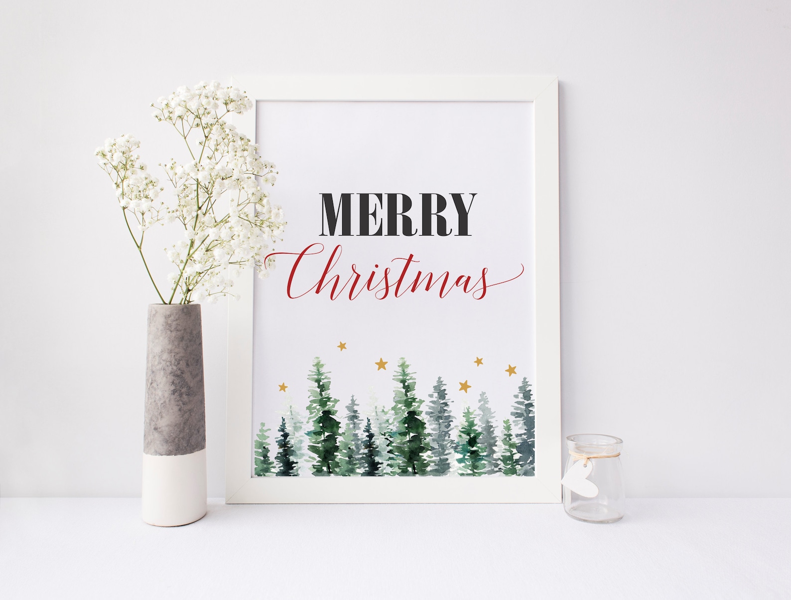 Merry Christmas Printable Sign Christmas Decor Holiday Sign - Etsy