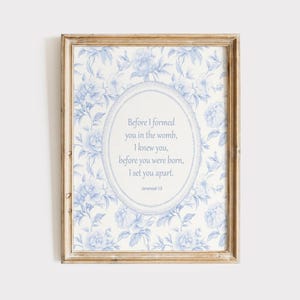 Christian Nursery Decor, Jeremiah 1:5 Nursery Print, Vintage Bible Verse Nursery Wall Art, Scripture Print, Chinoiserie Christian Print