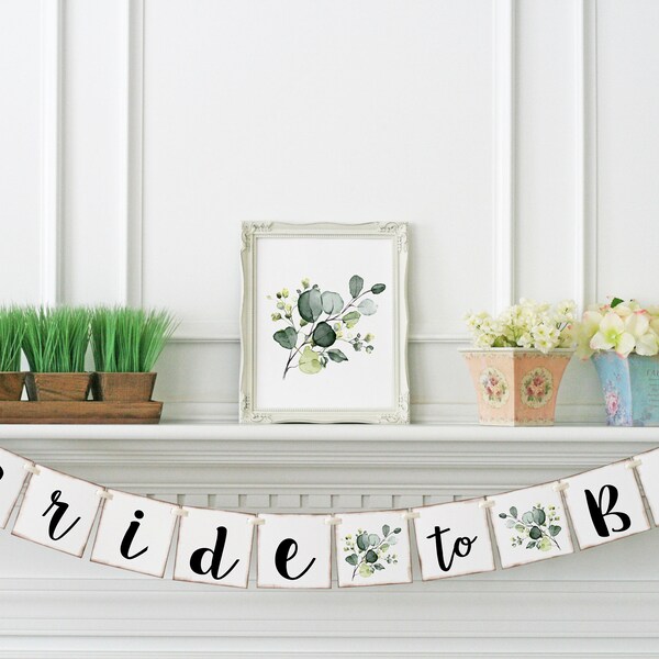 Herbal Bridal Shower Banner, Greenery Bridal Shower Decoration, Bride to Be Banner, Spring Bridal Shower, Script, Bachelorette Banner, HER