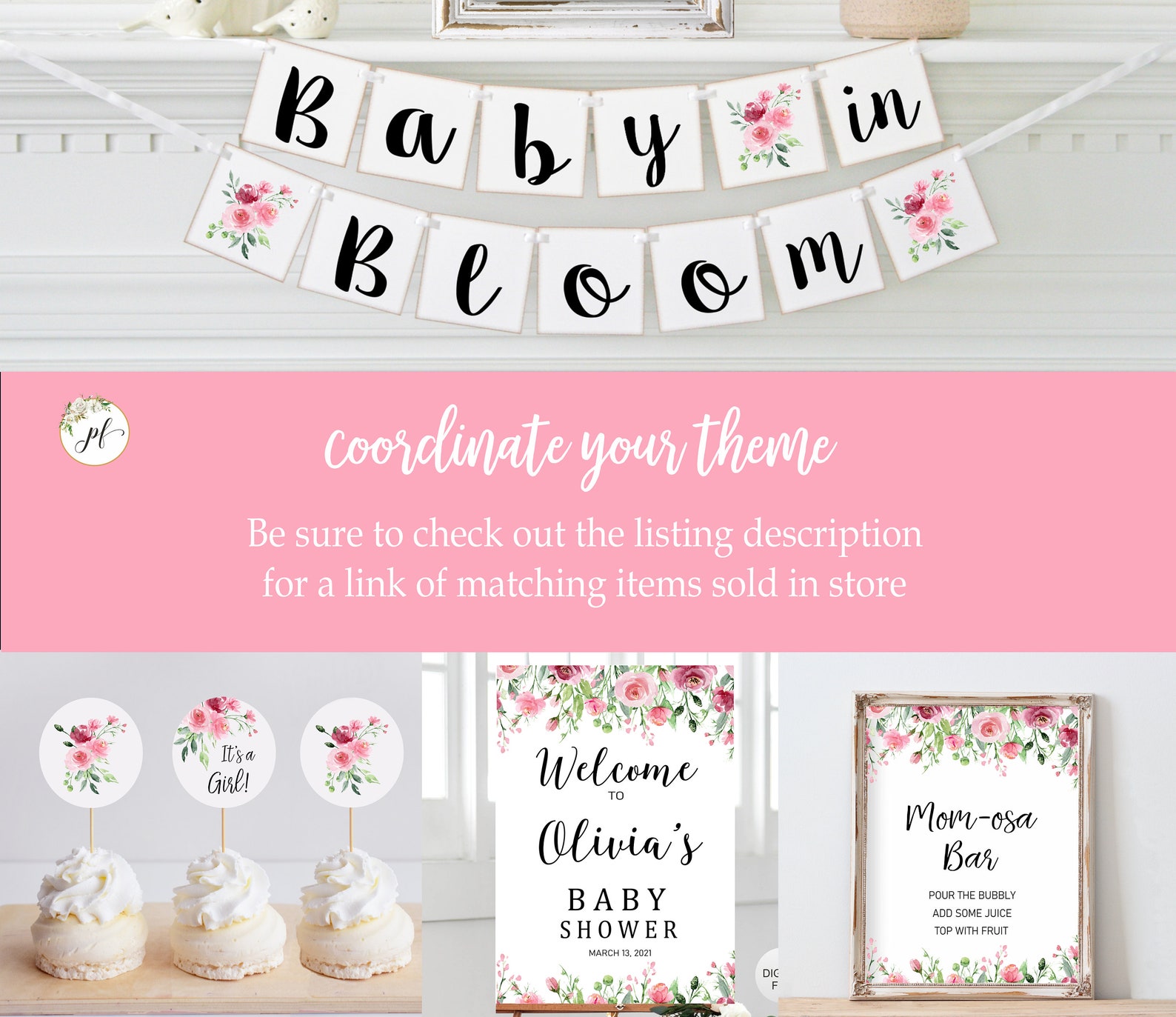 Baby in Bloom Banner Floral Baby Shower Decoration Baby Etsy