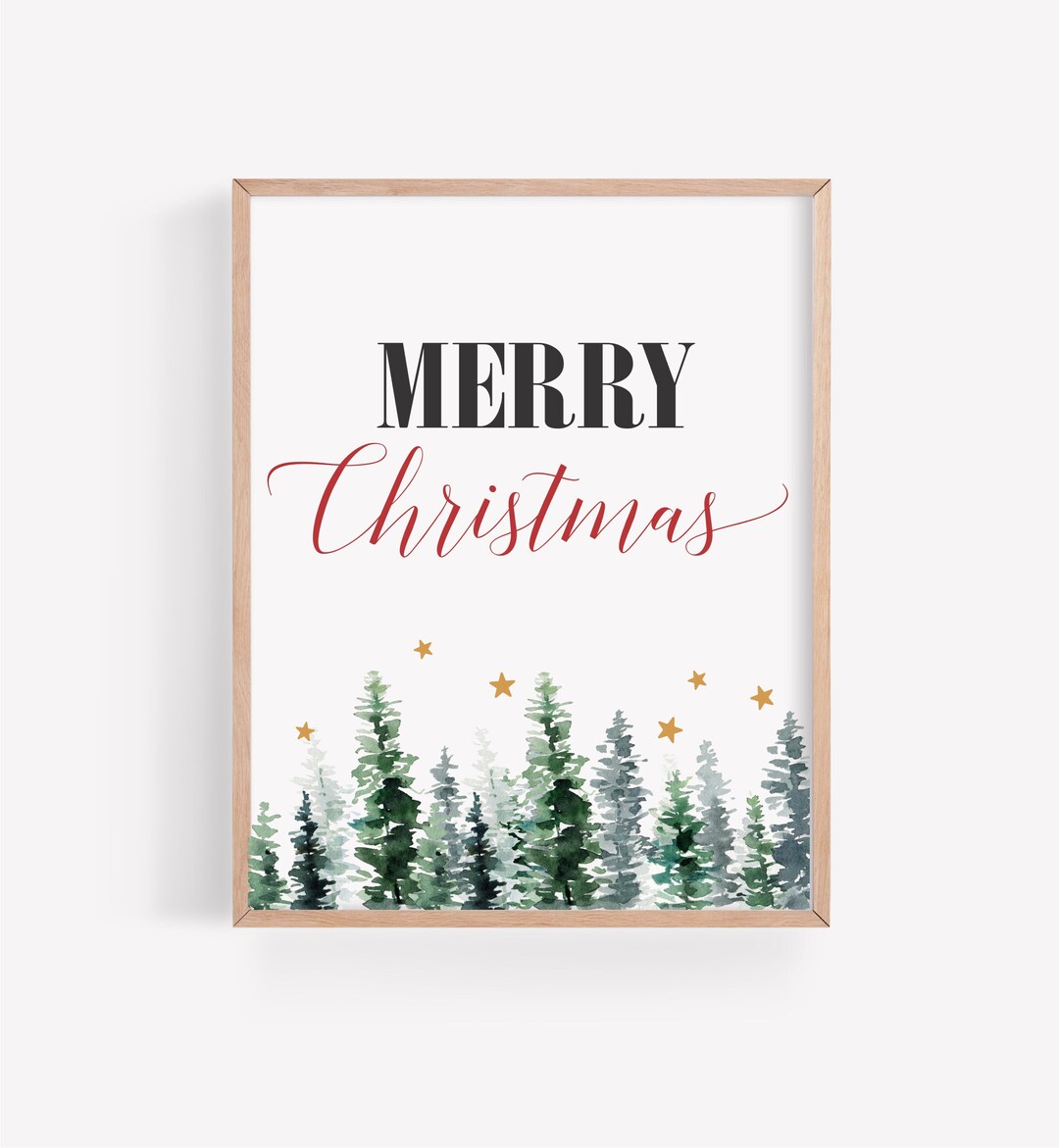 Merry Christmas Printable Sign, Christmas Decor, Holiday Sign Decor