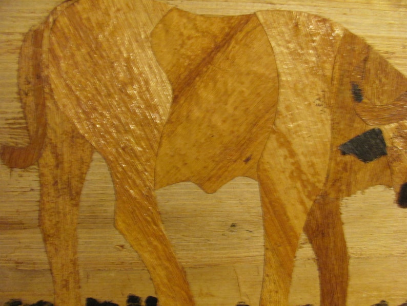 1960s 3D African Ox Hand Carved /& Painted In Kenya Using Precision Primitive Split Bamboo