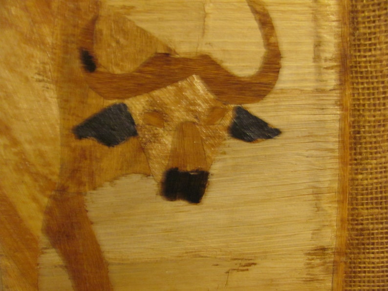 1960s 3D African Ox Hand Carved /& Painted In Kenya Using Precision Primitive Split Bamboo