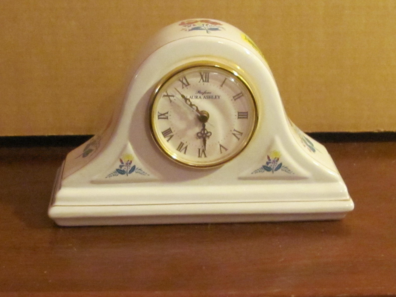 Laura Ashley Table Shelf Clock Mantle Floral Porcelain White Etsy