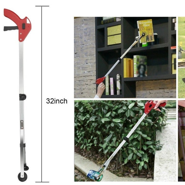 32 inch Folding Grabber Pick Up Tool Reacher, Extends Easily For Reaching Hard To Reach Places, Grabber Tool For Gardening Or Help At Home