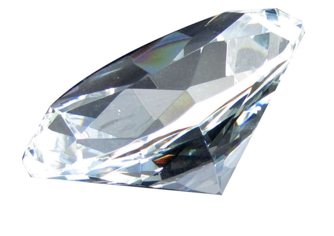 Giant Clear Cut Glass Diamond Shaped Crystal, Elegant