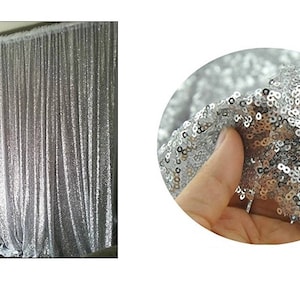 Silver Sequin Wedding Curtain 3 Ft by 7 Ft Backdrop Sequin, Craft And Add Elegant Shiny Sequins For Special Events, Party, Wedding, Birthday