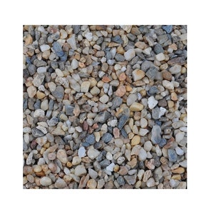 May include: A close-up of a variety of small, colorful pebbles. The pebbles are a mix of gray, white, brown, and tan. They are all about the same size, and they are arranged in a random pattern.