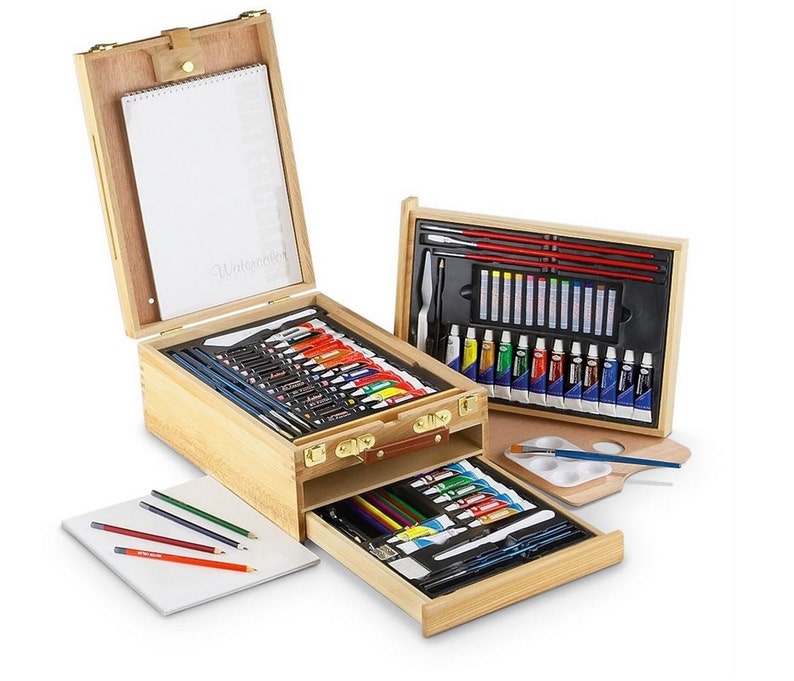 All Media 104 Piece Easel Artist Set Essential Art Supplies Image 0