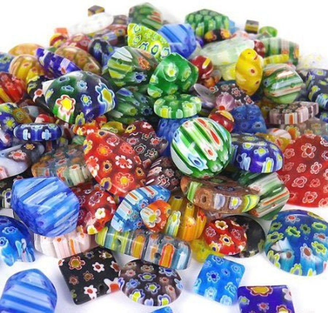 Millefiori Lampwork Assorted Glass Beads 100 Count Of 6mm 25mm Mix millefiori-lampwork-assorted-glass-beads-100-count-of-6mm-25mm-mix