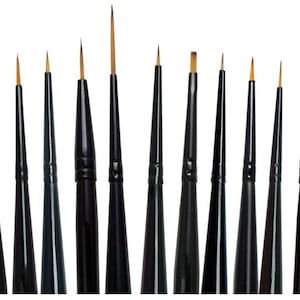 Professional 11 Piece Short Handle Paint Brush Detail Set, Artist Grade Brushes For Watercolor, Fine Quality Soft Bristles Detail Art Work