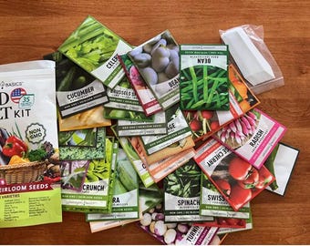 Garden Basics Survival Vegetable Garden Kit Over 16,000 Seeds Non-GMO and Heirloom, Emergency Survival 35 Varieties for Planting Vegetables