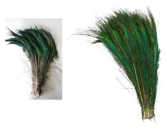 Natural Peacock Feathers Sword Feathers 10" to 14" Length, 100 Count Pieces For Wedding Or Creating Home Decoration, Craft Peacock Feathers